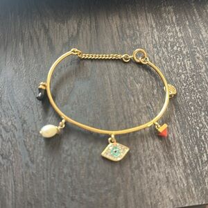 Juicy couture Gold Charm Bracelet with Pearl and Gem Accents